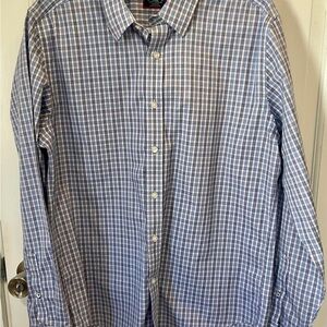 UNTUCKit large Blue/White Casual Button Down Shirt no iron Classic